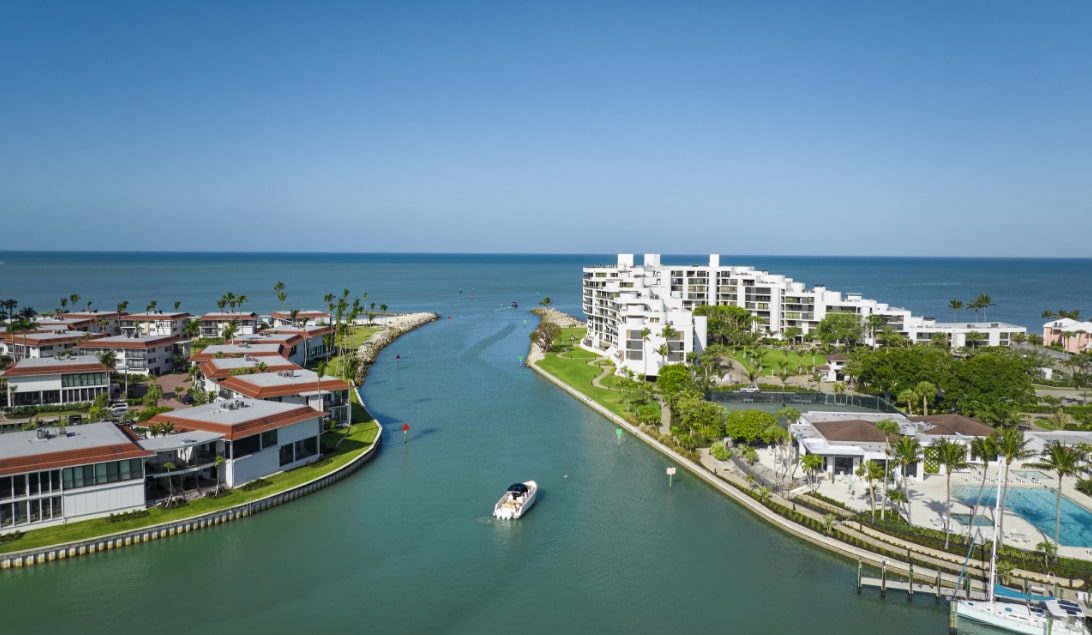 Aerial of the naples Waterfront