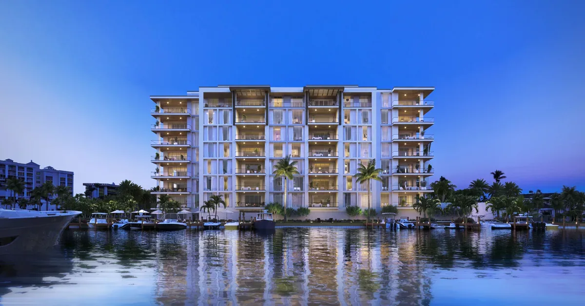 Marina Dusk Waterfront View Exterior Rendering